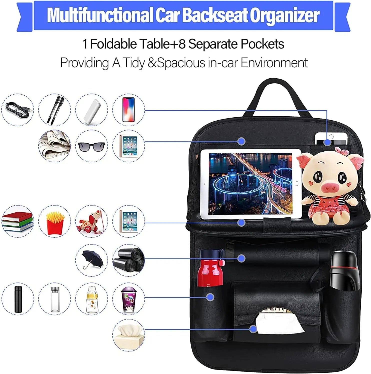 Back Organizer & Foldable Table Tray