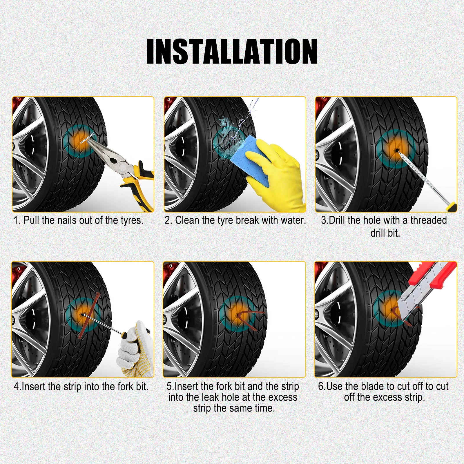 Car Tire Puncture Repair Kit