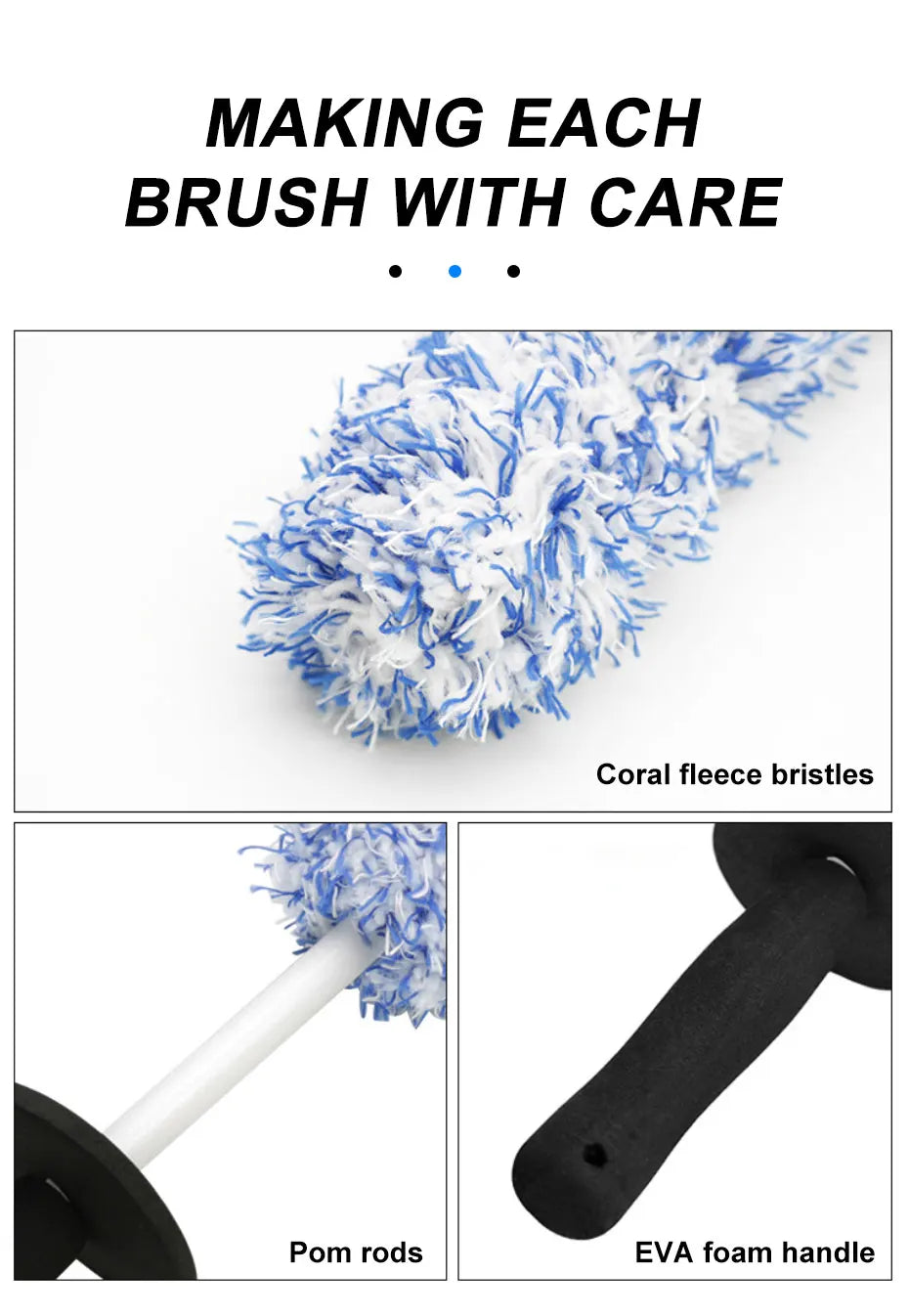 Brosse pour roues en microfibre pour lavage de voiture